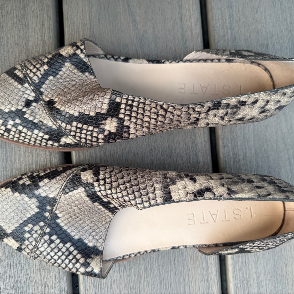 STATE Women's Snakeskin D'Orsay Flats in Black & Cream